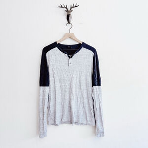 VINCE. Men’s Gray/Black Long Sleeve Henley Tee Size Medium